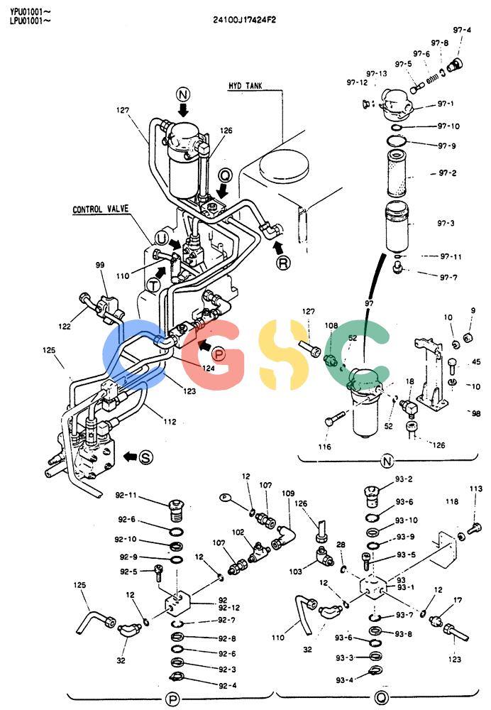 神钢零件查询(SK130LC) - EXCAVATOR BTW YPU1001 - YPU2000 (1/98-12/98) (04-003[03]) - UPPER HYDRAULICS (NIBBLER & BREAKER (BOOM & ARM SAFETY) Kobelco