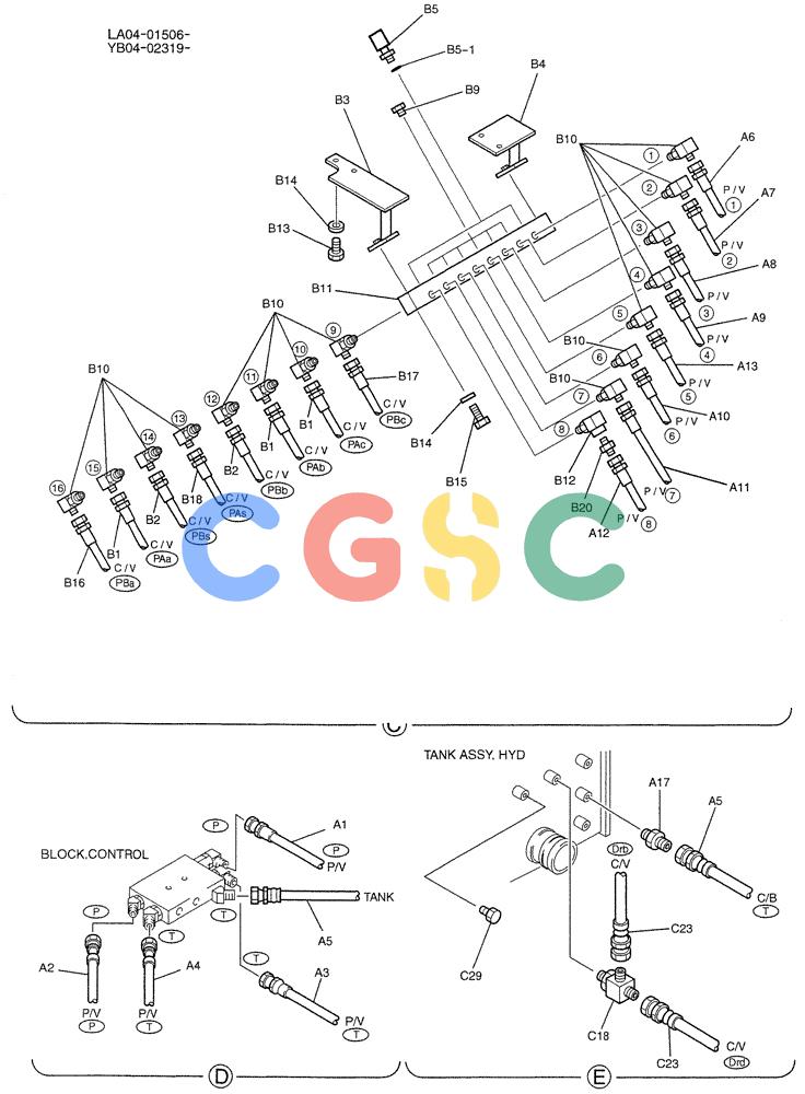 纽荷兰零件查询(E200SRLC) - CRAWLER EXCAVATOR BTW LA04-01506 - LA04-01625 (01-029[02]) - CONTROL LINES, REMOTE New Holland Constructuion