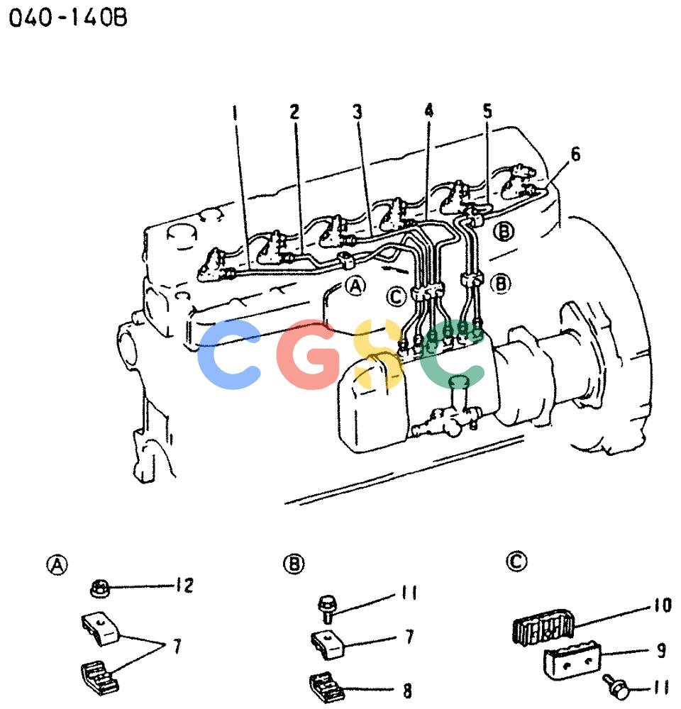 神钢零件查询(6D16-T) - MITSUBISHI DIESEL ENGINE - K909 II & K909LC II EXCAVATORS (1/87-12/06) (02-010) - FUEL INJECTION PIPE Kobelco
