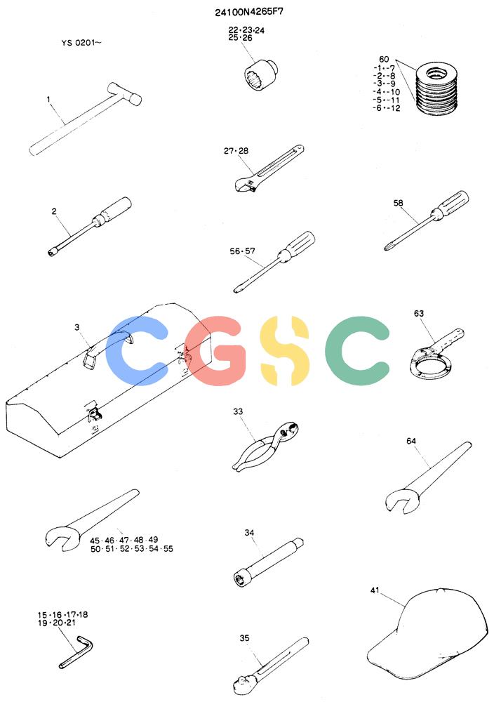 神钢零件查询(K916LC) - MARK II EXCAVTOR ASN YS0201 (1/89-12/03) (09-007) - TOOL ASSY (FOR NA) Kobelco