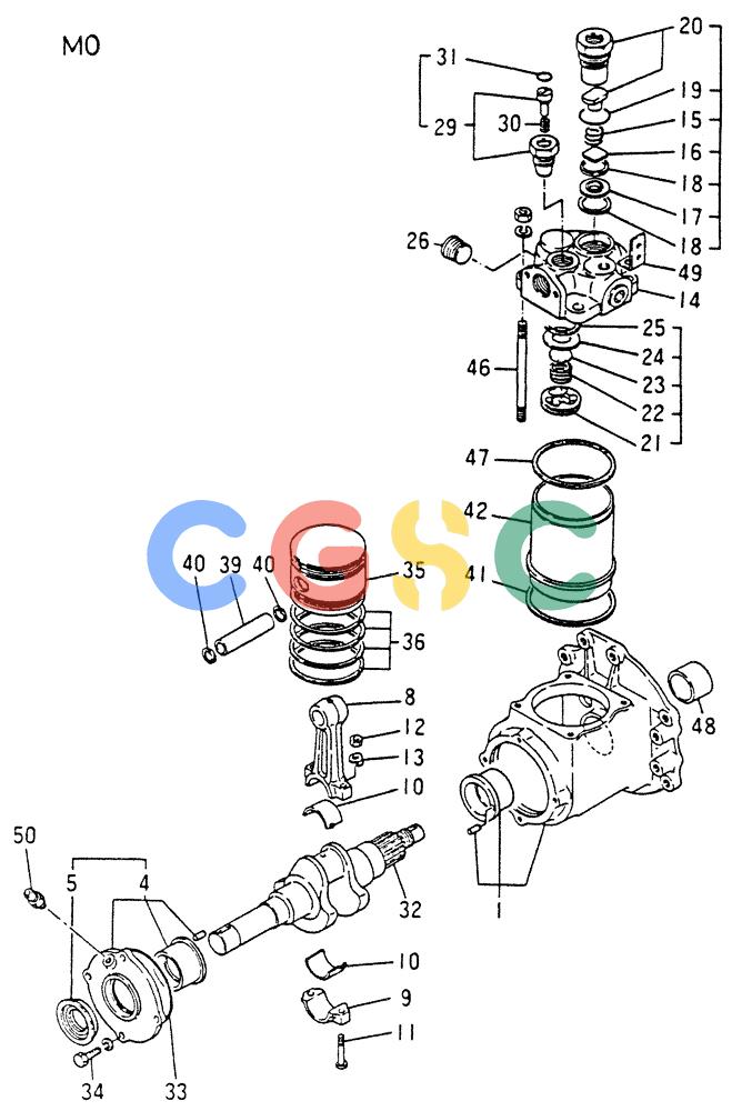 神钢零件查询(6D22-TC) - MITSUBISHI DIESEL ENGINE - K909A, K912A, K916, & K935 (1/76-12/06) (01-028) - AIR COMPRESSOR (INNER PARTS) Kobelco