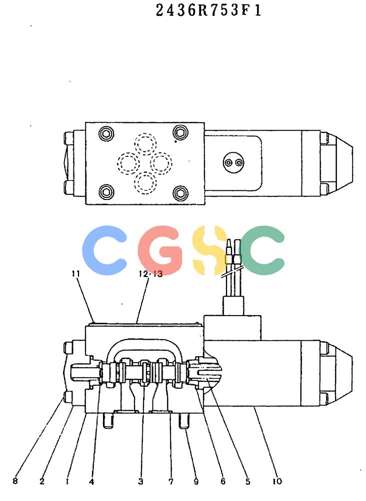 神钢零件查询(MD320BLC) - EXCAVATOR BTW YC0301 - YC0747 (1/80-12/06) (11-004) - VALVE ASSY, SOLENOID 2436R753 F1 Kobelco