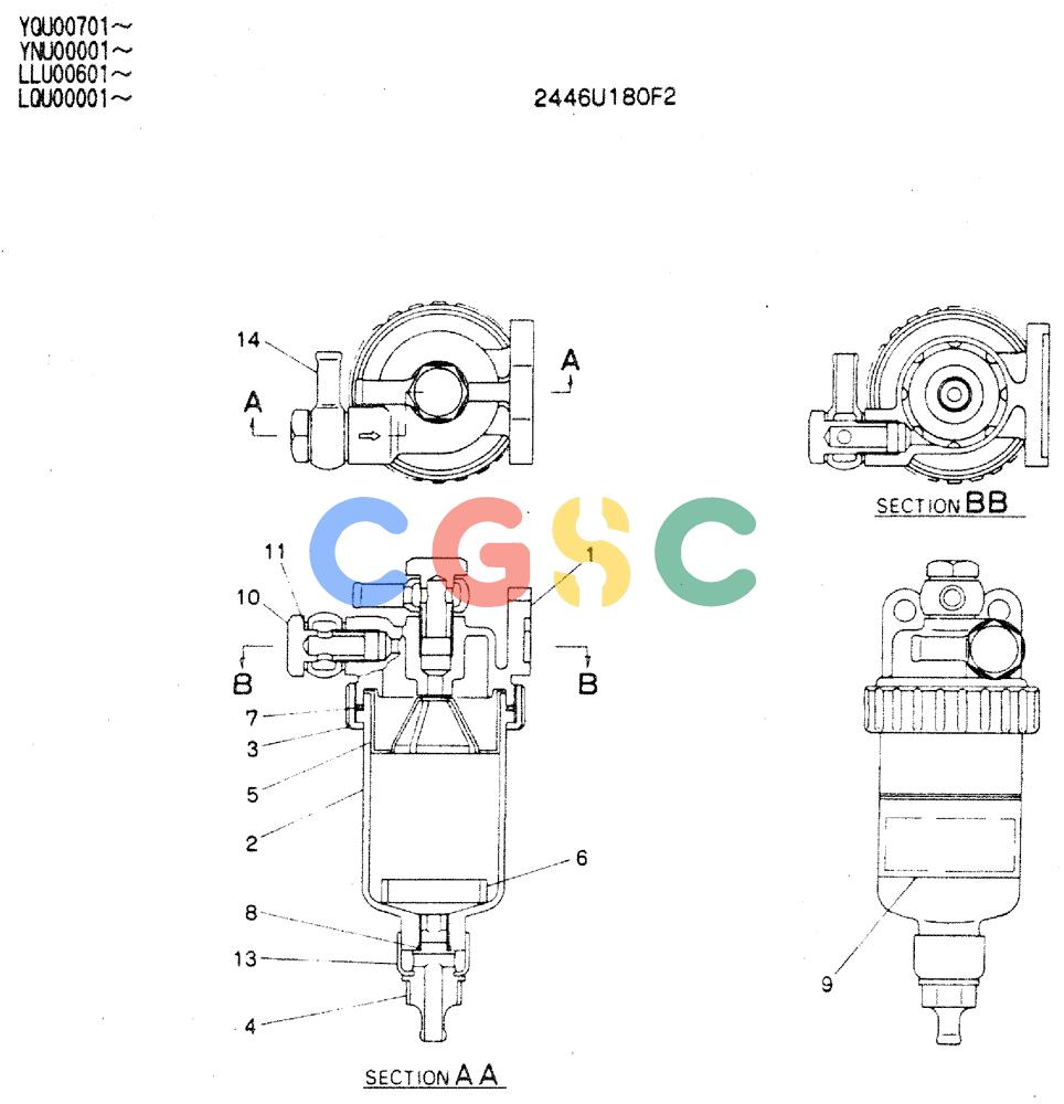 神钢零件查询(MD240C) - EXCAVATOR ASN LLU00601 (1/80-12/06) (05-006) - FILTER ASSY Kobelco