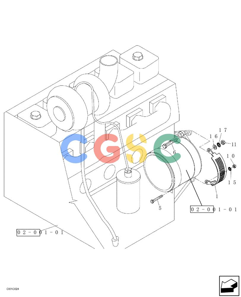 纽荷兰零件查询(CV1100) - VIBRATORY ROLLER (7/01-) (04-008-00[01]) - ALTERNATEUR SHIELD New Holland Constructuion