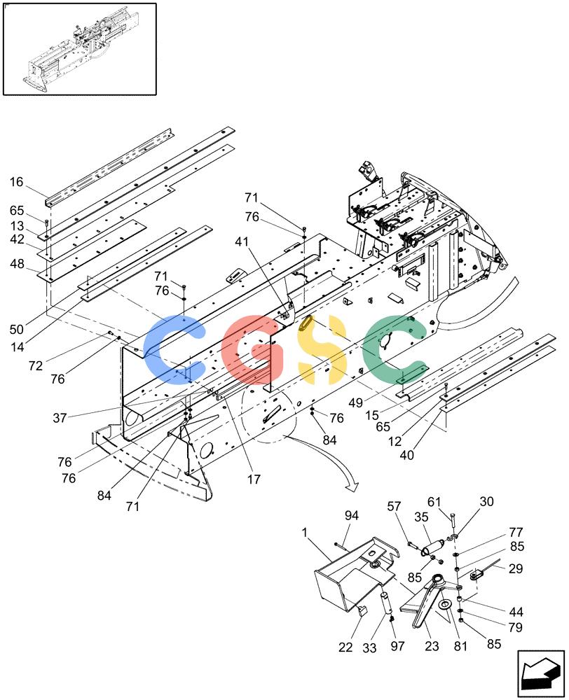 凯斯零件查询(SB541C) - SMALL SQUARE BALER (9/09-12/10) (62.150.01[3]) - PLUNGER RAILS & SAFETY LATCH, SB541C Case Agriculture