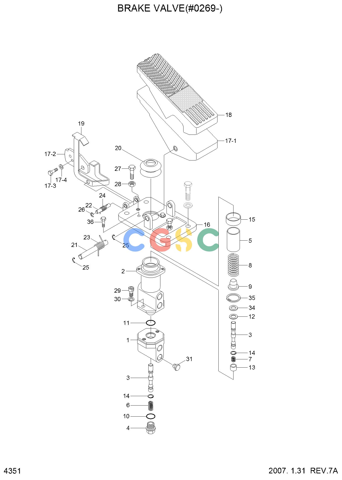 现代零件查询R55W-7 BRAKE VALVE(#0269-)EPC Hyundai 
