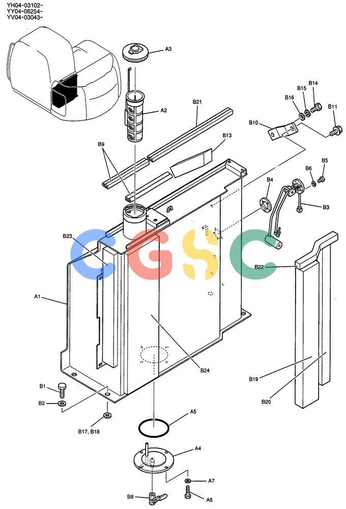 纽荷兰零件查询(E115SR) - CRAWLER EXCAVATOR ASN YV04-03043 (01-014) - TANK ASSY, FUEL New Holland Constructuion