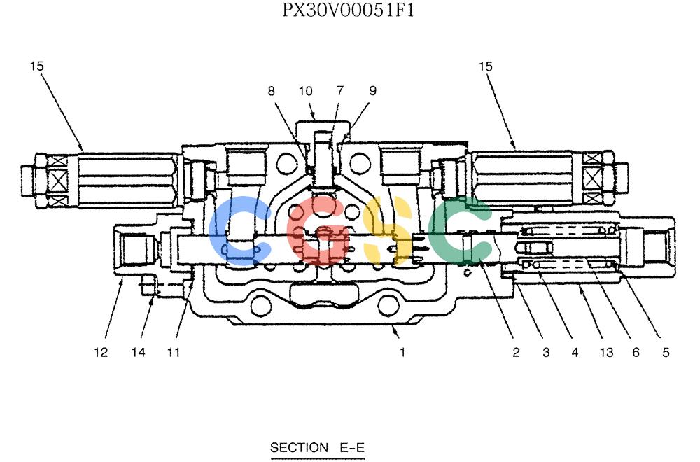纽荷兰零件查询(E35SR) - COMPACT CRAWLER EXCAVATOR ASN PX13-15001 (N6TN61732) (NA) (1/06-) (07-005) - VALVE ASSY, CONTROL, (ARM) New Holland Constructuion