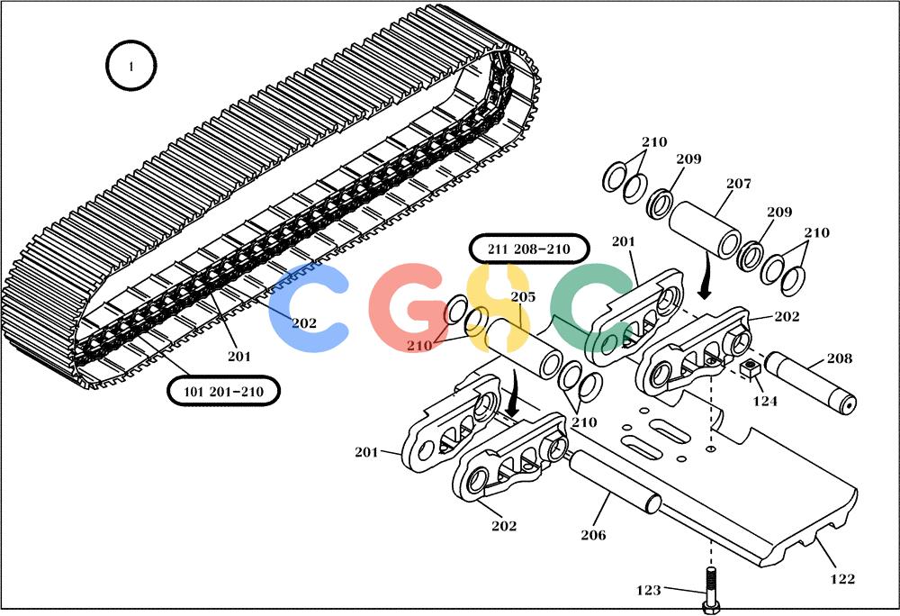 纽荷兰零件查询(EC450) - CRAWLER EXCAVATOR (SN: 750001-UP) (11/99-) (06.102[002]) - DRIVING CHAIN 900/53 (S/N 750002-750019/750021-UP) New Holland Constructuion