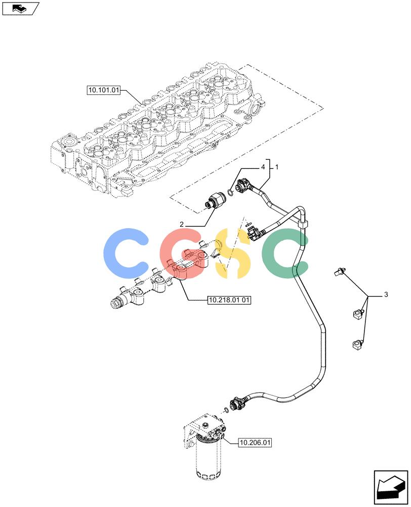 神钢零件查询(F4HFE613T A004) - ENGINE 504384900 - 84232924 (3/11-) (10.218.01[02]) - FUEL INJECTION SYSTEM - DRAIN LINE (2855335) Kobelco