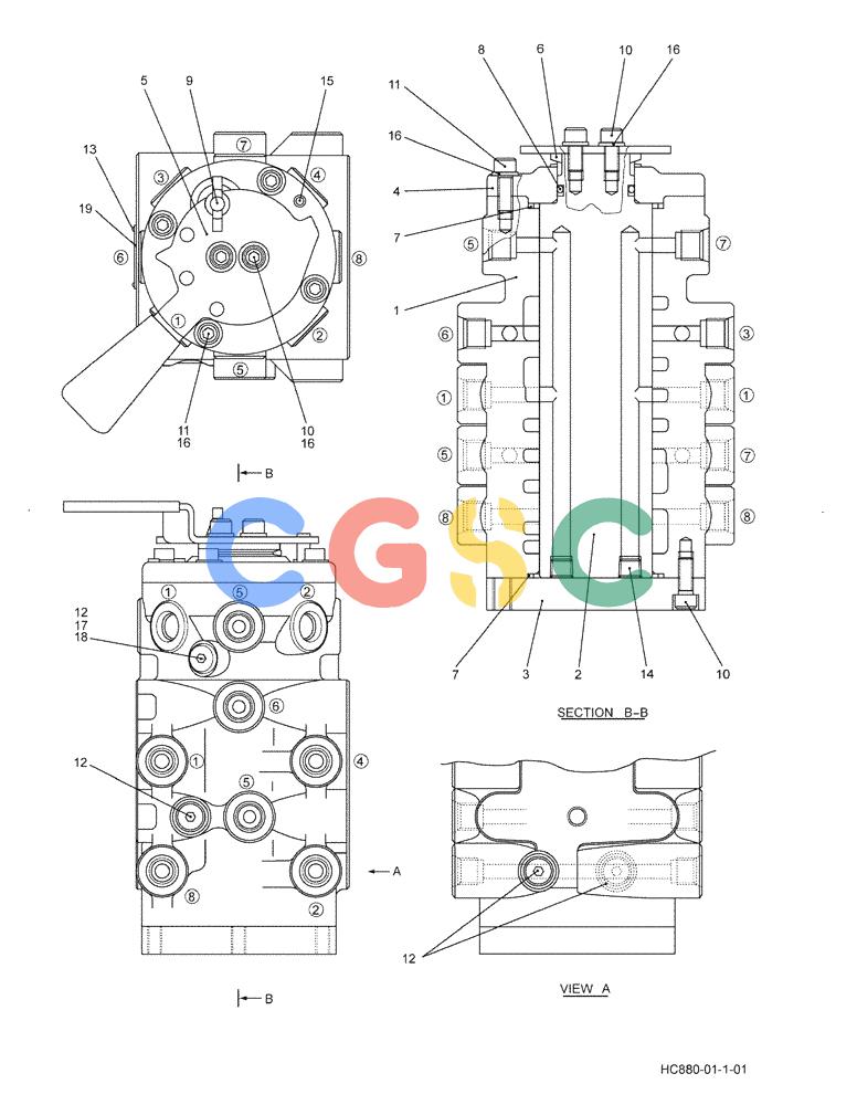 纽荷兰零件查询(E215B) - CRAWLER EXCAVATOR - TIER 3 (NA) - ASN N7DA21001 (1/07-) (8.035[00]) - VALVE ASSEMBLY, SELECTOR (YN30V00117F1) (HC880) New Holland Constructuion
