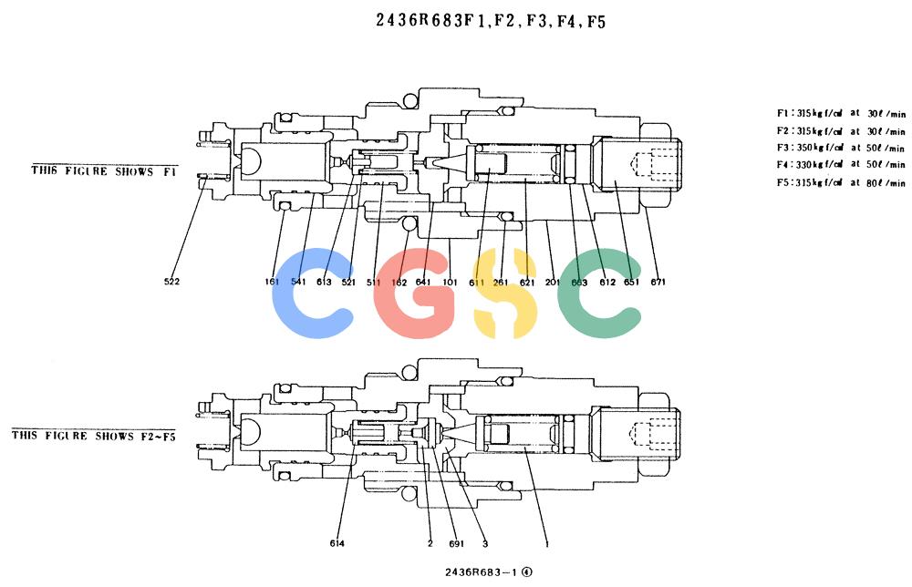 神钢零件查询(K909LC) - MARK II EXCAVATOR ASN LLU-0001 (1/87-12/03) (11-002) - VALVE ASSY, RELIEF, 2436R683 Kobelco