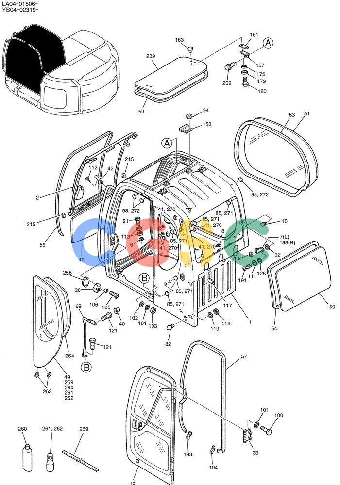 纽荷兰零件查询(E200SRLC) - CRAWLER EXCAVATOR BTW LA04-01506 - LA04-01625 (01-037[01]) - CAB ASSY New Holland Constructuion