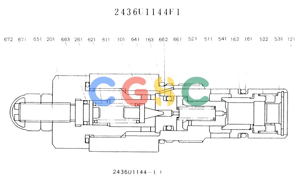 神钢零件查询(K907LC) - MARK II EXCAVATOR ASN YQ0565 (NA) (1/87-12/03) (11-019 ) - VALVE ASSY, RELIEF, P/N 2436U1144F1 Kobelco