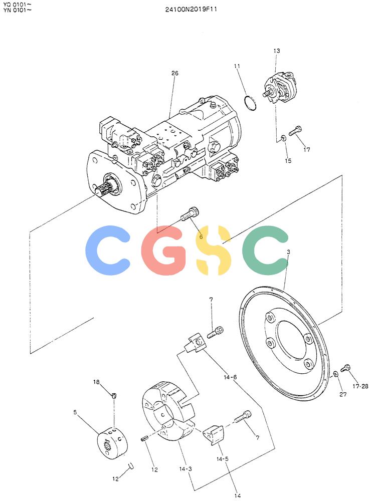 神钢零件查询(K907LC) - MARK II EXCAVATOR BTW YQ0101 - YQ0564 (1/87-12/03) (05-003) - PUMP ASSY, CONNECT Kobelco