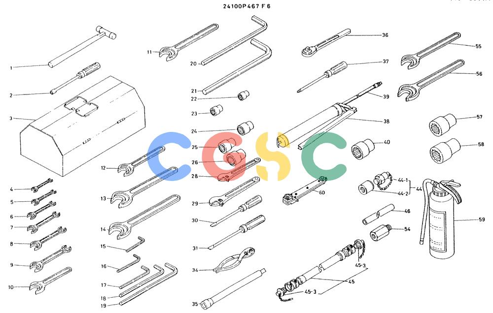 神钢零件查询(K935) - EXCAVATOR BTW L70106 - L70166, LU0067 (1/76-12/03) (11-022) - TOOL ASSY (G.M. ENG. MOUNT) Kobelco