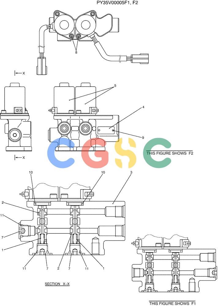 纽荷兰零件查询(E35SR) - COMPACT CRAWLER EXCAVATOR ASN PX13-15001 (N6TN61732) (NA) (1/06-) (07-042) - VALVE ASSY, SOLENOID, P/N PY35V00005F1 New Holland Constructuion
