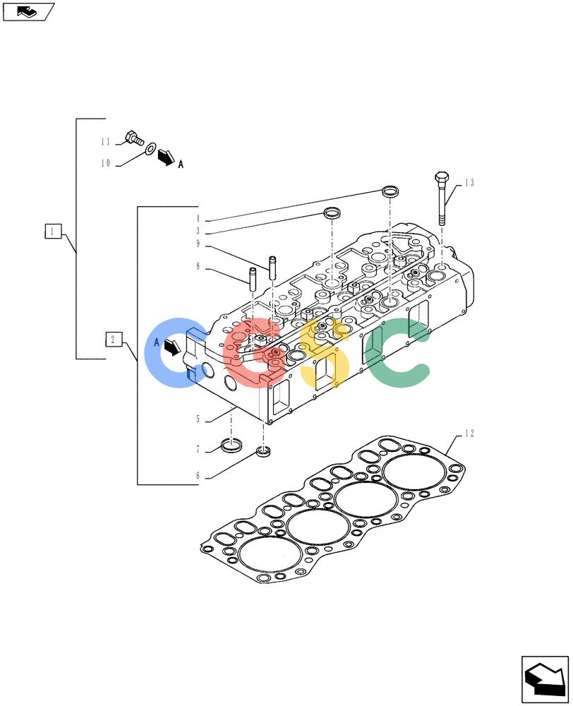 纽荷兰零件查询(E135BSRLC) - CRAWLER EXCAVATOR ASN YH06-08001 (08-001[00]) - CYLINDER HEAD New Holland Constructuion