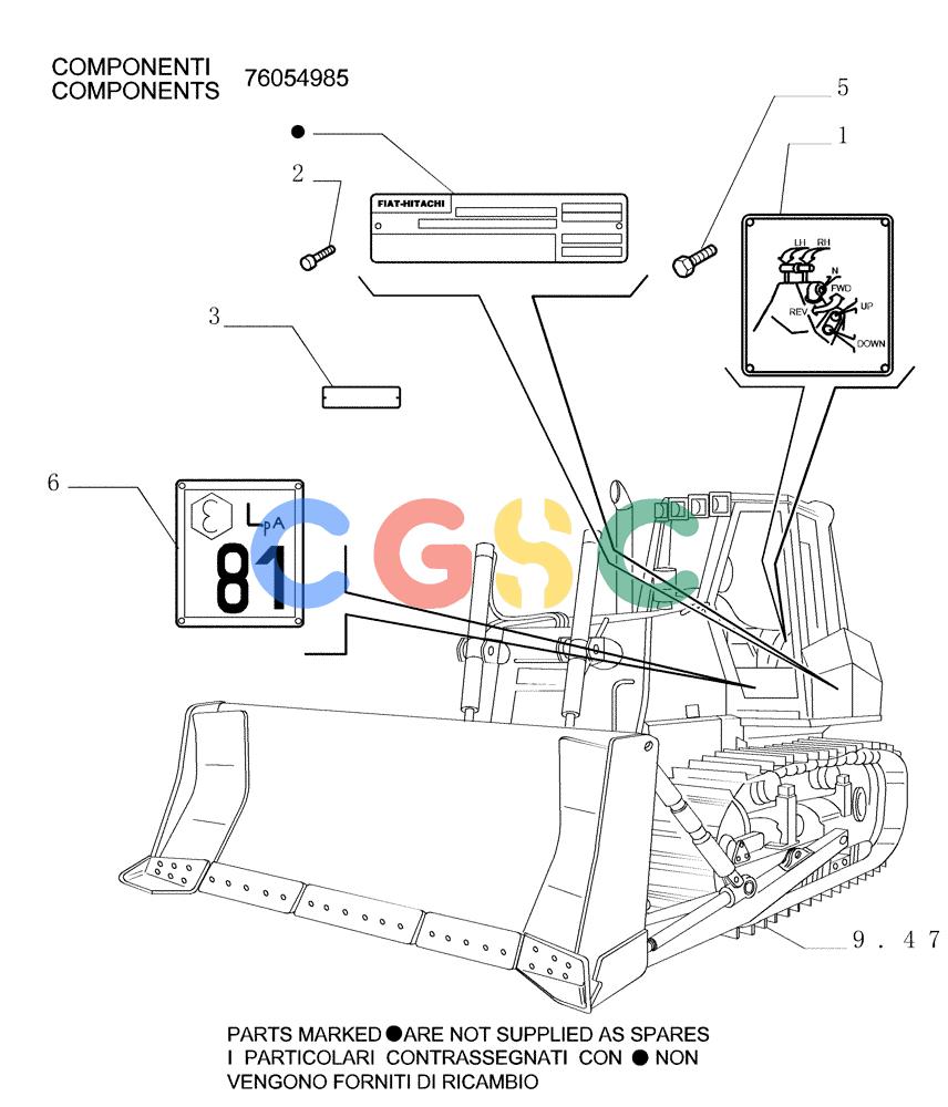 纽荷兰零件查询(DC150PS) - CRAWLER DOZER (9.652[05]) - ROPS CAB - DECAL - OPTIONAL CODE 76076873 New Holland Constructuion