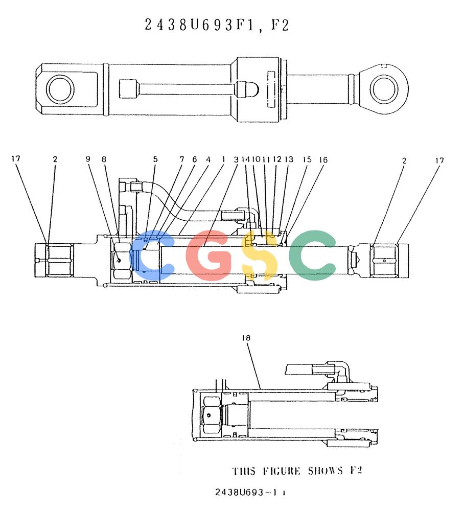 神钢零件查询(K903) - MARK II EXCAVATOR BTW LE6601 - LE7871 (1/88-12/03) (11-055) - CYLINDER ASSY (DOZZER) Kobelco