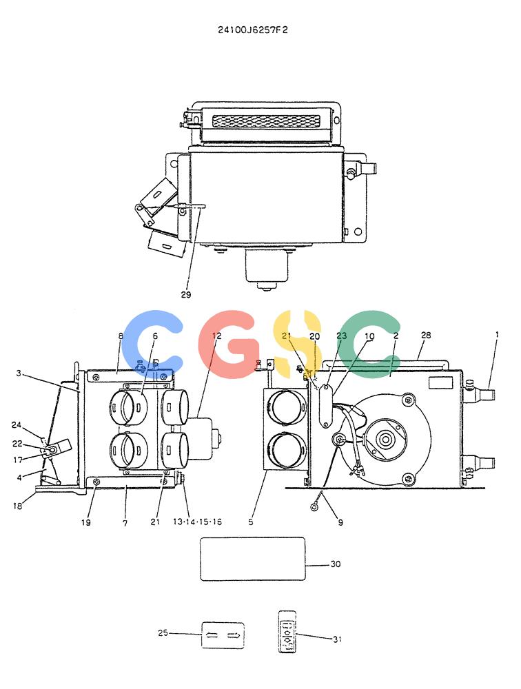 神钢零件查询(K905LC) - MARK II EXCAVATOR BTW YP1001 - YP1281. (4/89-12/03) (05-012) - HEATER ASSY Kobelco