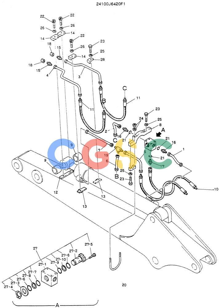 神钢零件查询(K903C) - EXCAVATOR ASN LE5701 (1/87-12/03) (08-006) - HYDR LINES, ARM 1.7M (5FT 7IN) (CHANGE BACK-HOE/CLAMSHELL) Kobelco