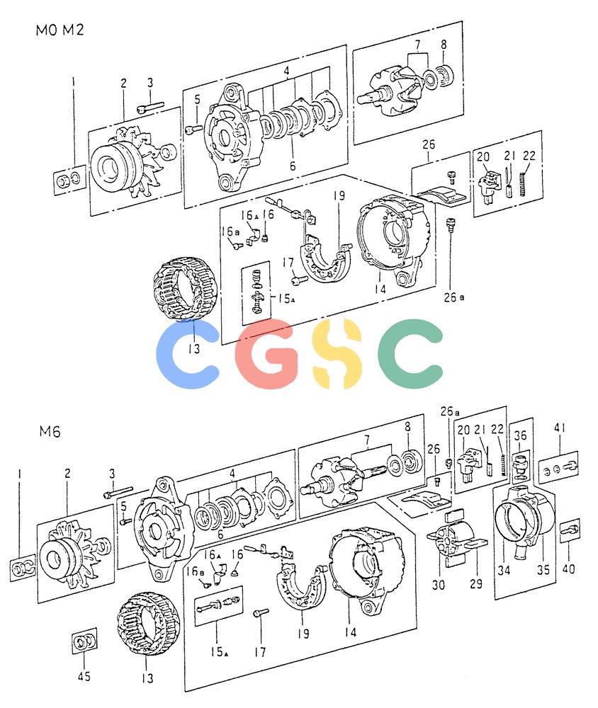 神钢零件查询(6D15) - MITSUBISHI DIESEL ENGINES - K907D & K907LC EXCAVATORS (1/86-12/06) (04-007[01]) - ALTERNATOR (INNER PARTS) (PN ME067611) Kobelco