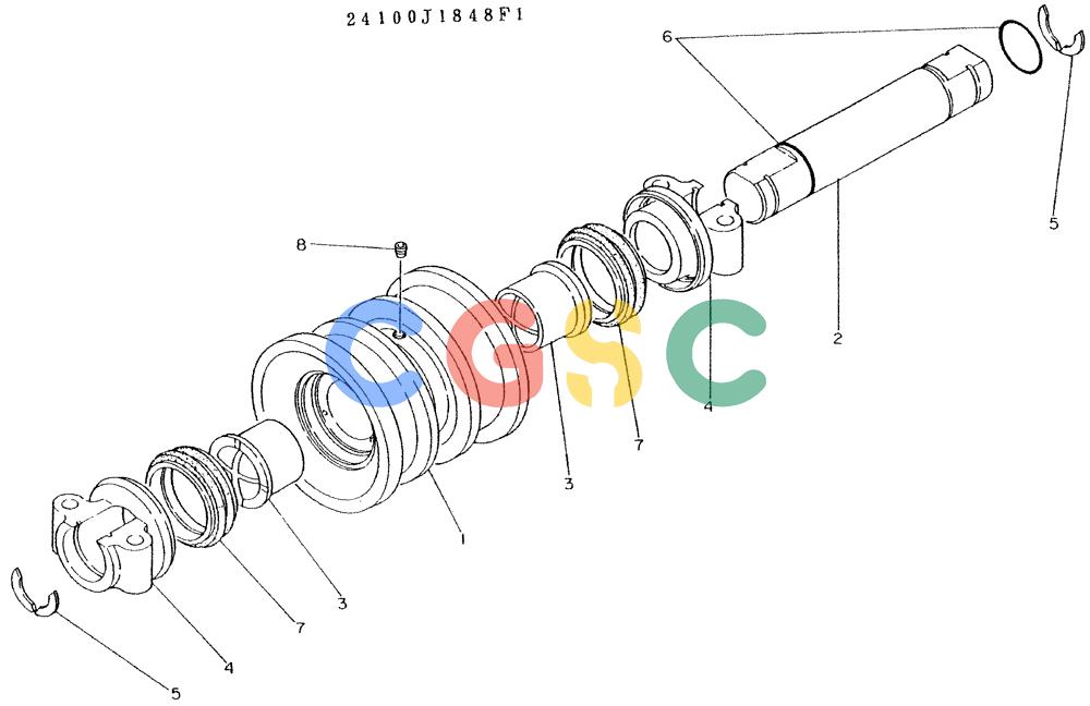神钢零件查询(K935) - EXCAVATOR BTW L70106 - L70166, LU0067 (1/76-12/03) (08-008) - ROLLER ASSY, P/N 24100J1848F1 Kobelco