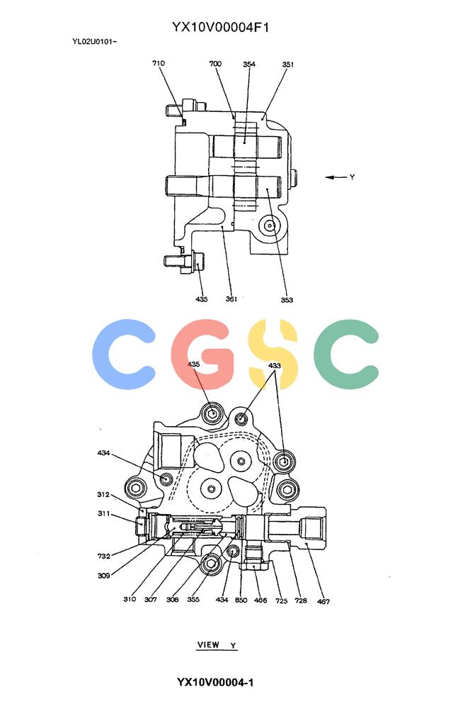 神钢零件查询(ED190LC) - BLADE RUNNER EXCAVATOR/DOZER BTW YL02U0101 - YL03U0135 (1/02-12/06) (06-036) - PUMP ASSY, GEAR, P/N YX10V00004F1 Kobelco