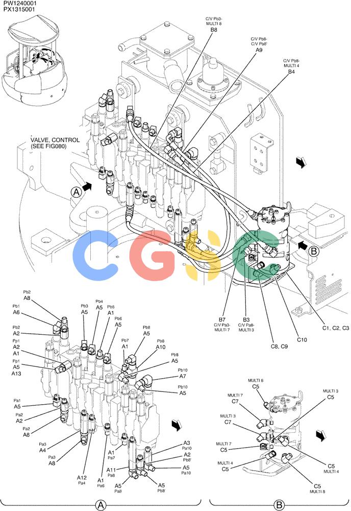 纽荷兰零件查询(E35SR) - COMPACT CRAWLER EXCAVATOR ASN PX13-15001 (N6TN61732) (NA) (1/06-) (01-032) - CONTROL LINES, REMOTE (MULTI) New Holland Constructuion