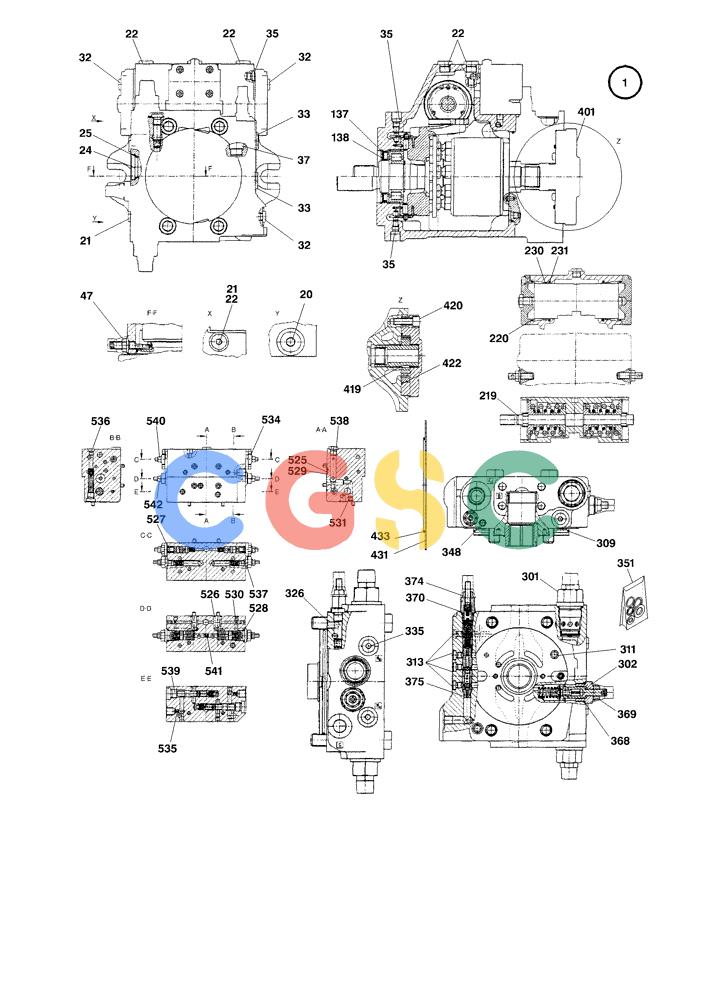 纽荷兰零件查询(EC450) - CRAWLER EXCAVATOR (SN: 750001-UP) (11/99-) (22.030[002]) - SWING PUMP (S/N 750019-UP) New Holland Constructuion
