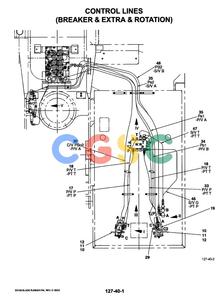 神钢零件查询(ED190LC-6E) - BLADE RUNNER EXCAVATOR/DOZER BTW YL03U0136 - YL03U0292 (1/05-12/06) (01-047[01]) - CONTROL LINES (BREAKER AND EXTRA AND ROTATION) Kobelco