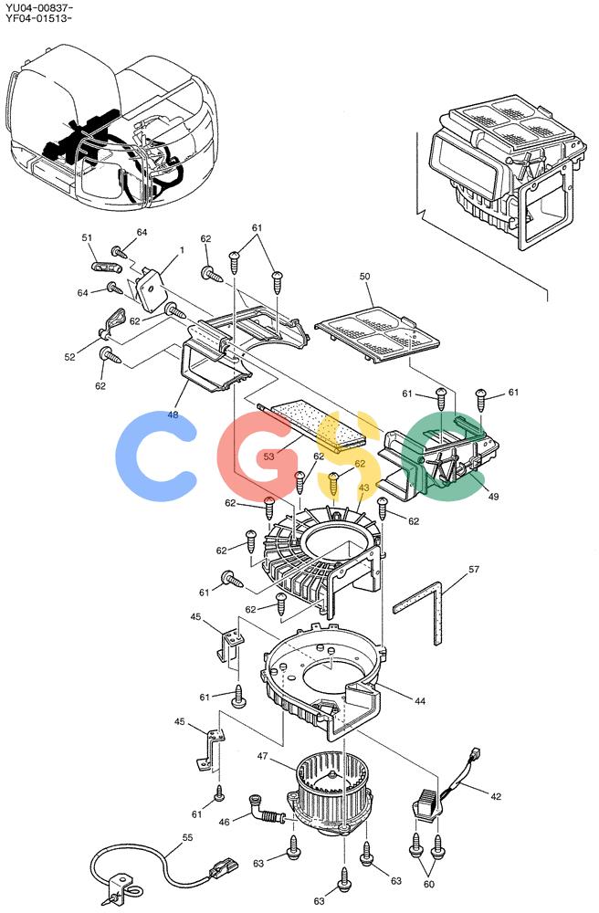 纽荷兰零件查询(E235SRLC) - CRAWLER EXCAVATOR BTW YU04-00837 - YU04-01417 (01-058[01]) - CONDITIONER ASSY, AIR, P/N YT20M00004F2 New Holland Constructuion
