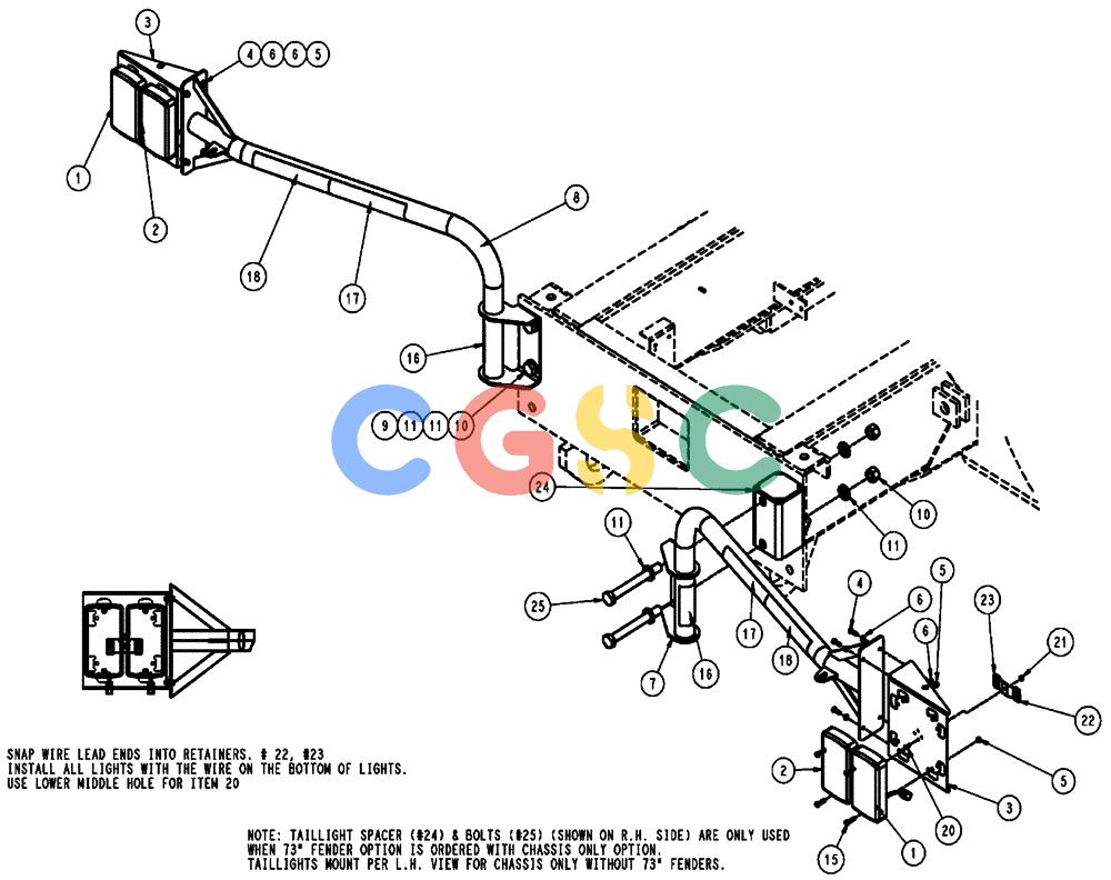 凯斯零件查询(FLX3510) - FLOATER (8/04-8/06) (10-013) - TAIL LIGHT ASSEMBLY (BARE CHASSIS ONLY) Case Agriculture