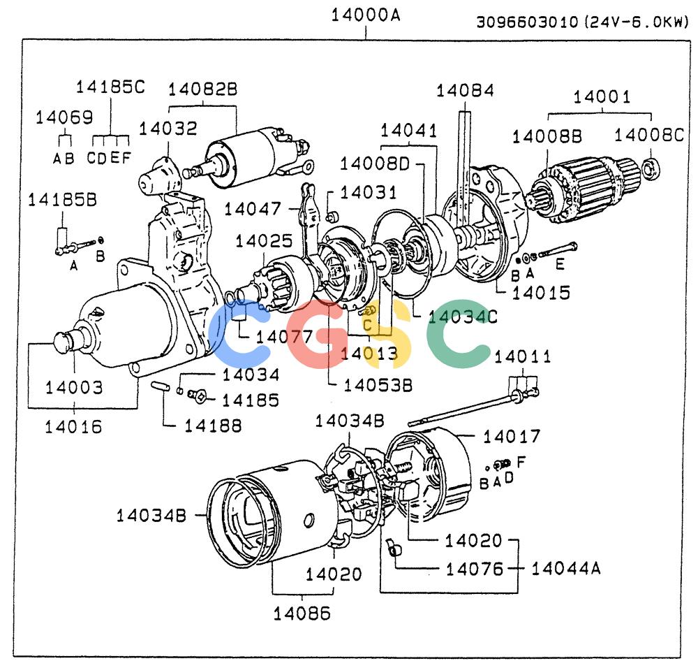 神钢零件查询(6D22-TC) - MITSUBISHI DIESL ENGINE - SK EXCAVATORS (1/06-12/06) (06-001[03]) - STARTER Kobelco
