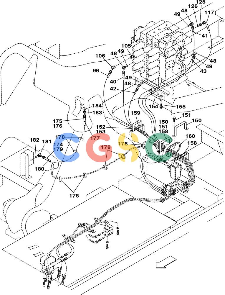 纽荷兰零件查询(E805) - CRAWLER EXCAVATOR (1/05-) (08-047-03[01]) - HYDRAULIC CIRCUIT - PILOT CONTROL LINES WITH LOAD HOLD New Holland Constructuion
