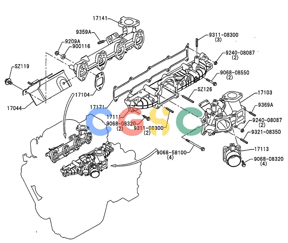 神钢零件查询(200-8) - EXCAVATOR S/N YN11-45001 - (1/06-12/09) (ENG-06-1) - INTAKE AND EXHAUST SYSTEM Kobelco