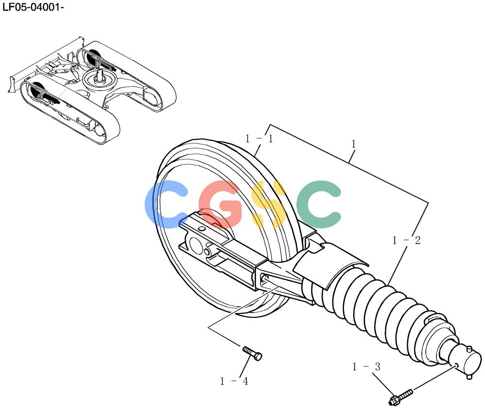 纽荷兰零件查询(E80BMSR) - CRAWLER EXCAVATOR ASN LF05-04001 - (N8TA18060) (346-01[1]) - IDLER ASSY, CRAWLER New Holland Constructuion