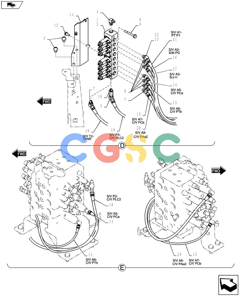 纽荷兰零件查询(E135BSRLC) - CRAWLER EXCAVATOR ASN YH06-08001 (01-030[02]) - CONTROL LINES, VALVE (NIBBLER & BREAKER) New Holland Constructuion