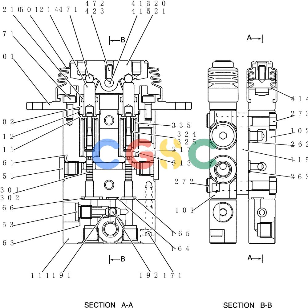 神钢零件查询(200-8) - EXCAVATOR S/N YN11-45001 - (1/06-12/09) (HC827-01-1) - VALVE ASSY, PILOT Kobelco