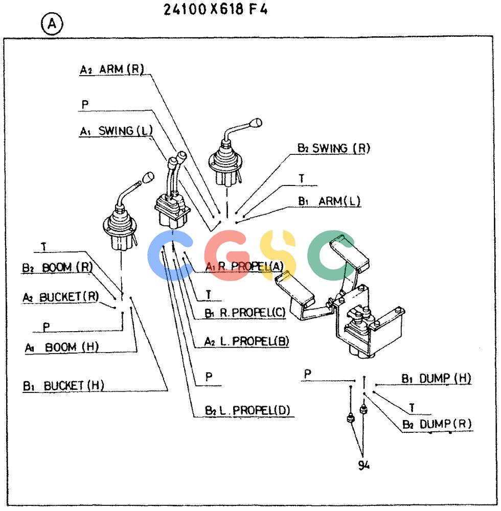 神钢零件查询(K935) - EXCAVATOR BTW L70106 - L70166, LU0067 (1/76-12/03) (03-003[02]) - CONTROL ASSY, P/N 24100X618F4 Kobelco