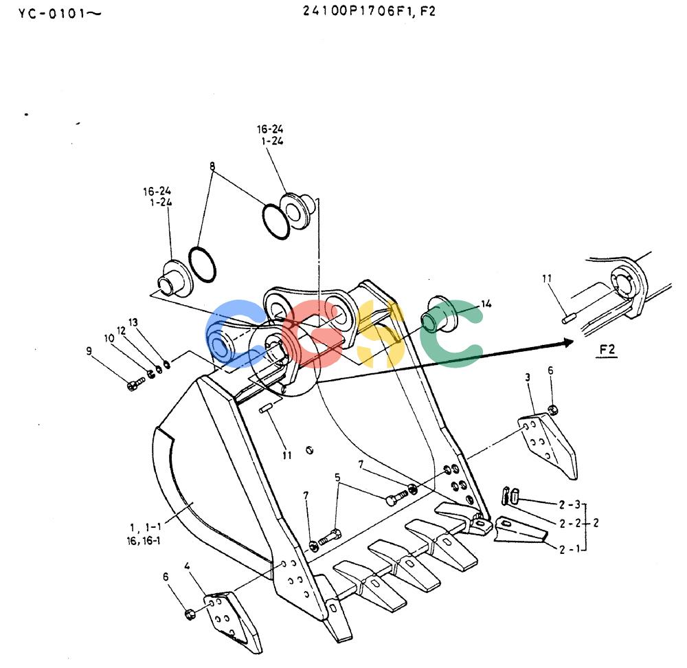神钢零件查询(MD300LC) - EXCAVATOR BTW YC0101 - YC0300 (1/80-12/06) (07-003) - BUCKET ASSY 1.2M Kobelco