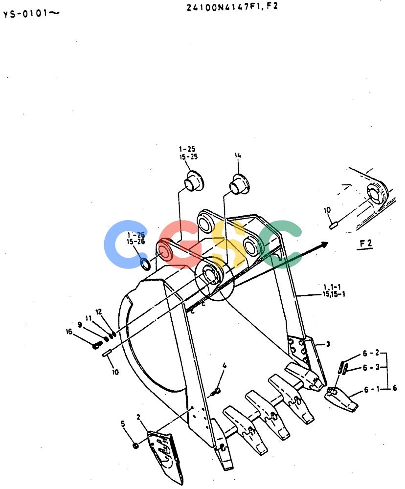 神钢零件查询(MD400LC) - EXCAVATOR BTW YS0101 - YS0200 (1/80-12/06) (07-006) - BUCKET ASSY, 2.35CU YD Kobelco