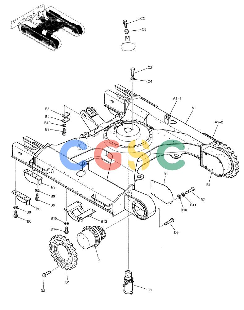 纽荷兰零件查询(EH80) - MIDI CRAWLER EXCAVATOR ASN LF04-02000 (N4TA18001 thru N4TA18010, ASN N5TA18011 -) (NA) (1/ (115) - LOWER FRAME (FOR IRON) New Holland Constructuion