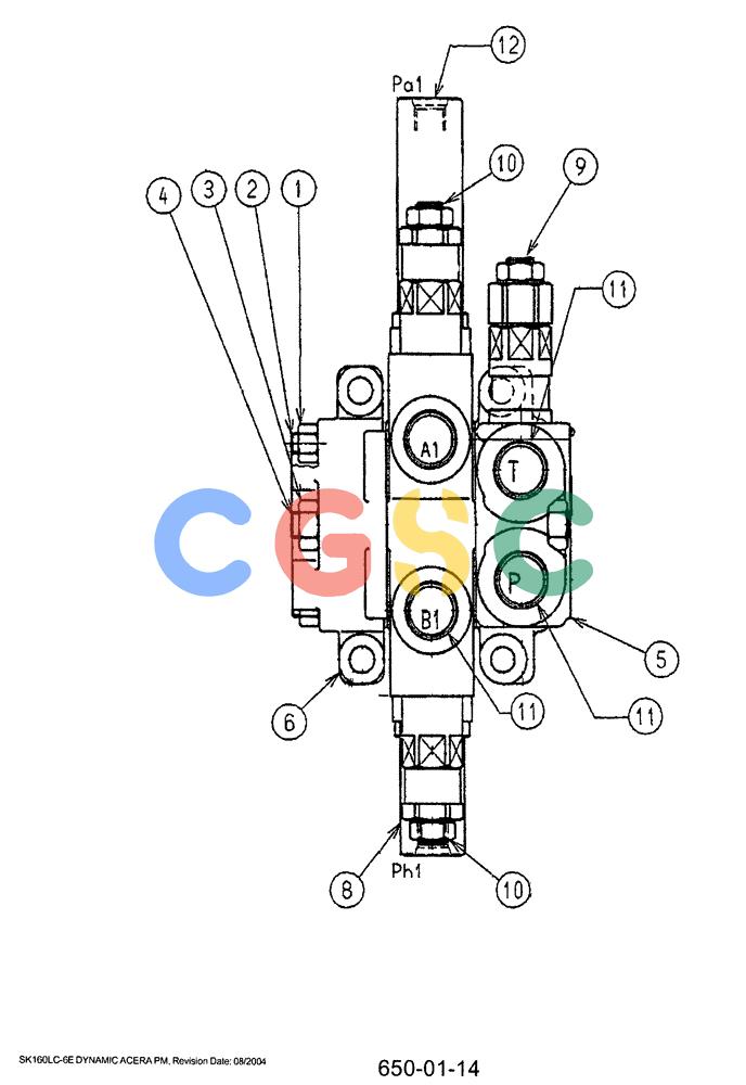 神钢零件查询(SK160LC-6E) - DYNAMIC ACERA EXCAVATOR 08/2004 ASN YM03U0523 (8/04-12/07) (07-004) - VALVE ASSY, EXTRA OR ROTATION (YY30V00008F1) Kobelco