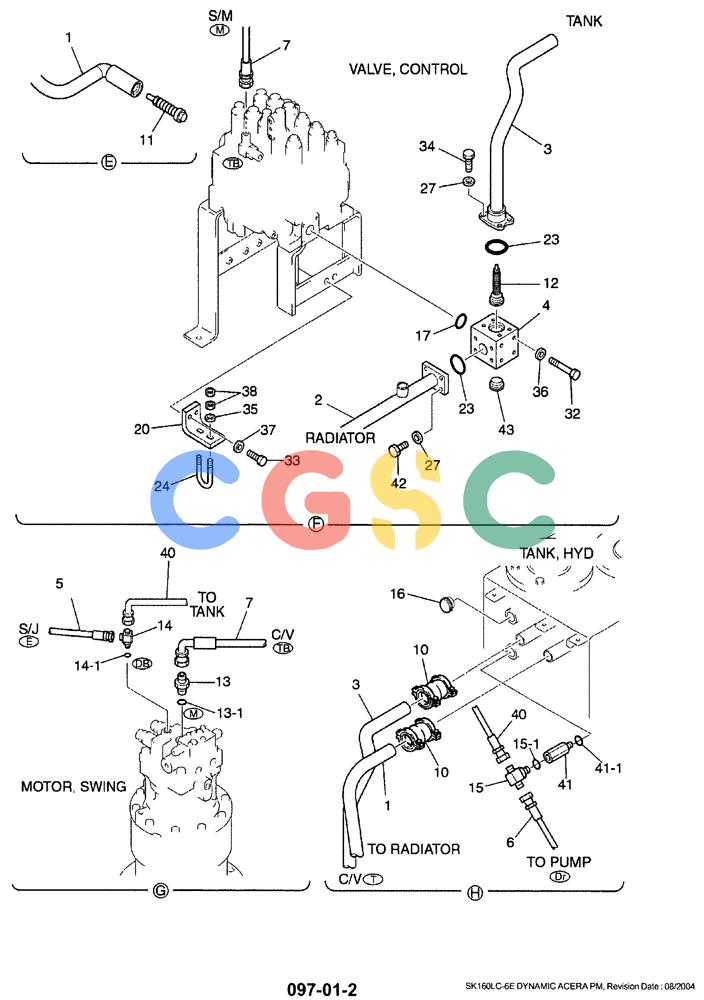 神钢零件查询(SK160LC-6E) - DYNAMIC ACERA EXCAVATOR 08/2004 ASN YM03U0523 (8/04-12/07) (01-023[02]) - UPPER HYDRAULIC LINES (RETURN) Kobelco