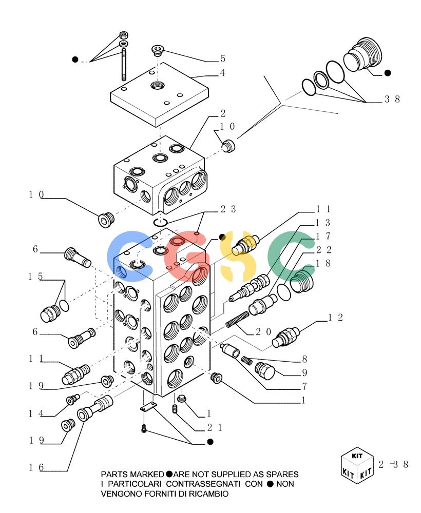 纽荷兰零件查询(D150) - CRAWLER DOZER (1/05-) (3.436[02A]) - EQUIPMENT CONTROL VALVE - VERSION (04) - COMPONENTS New Holland Constructuion