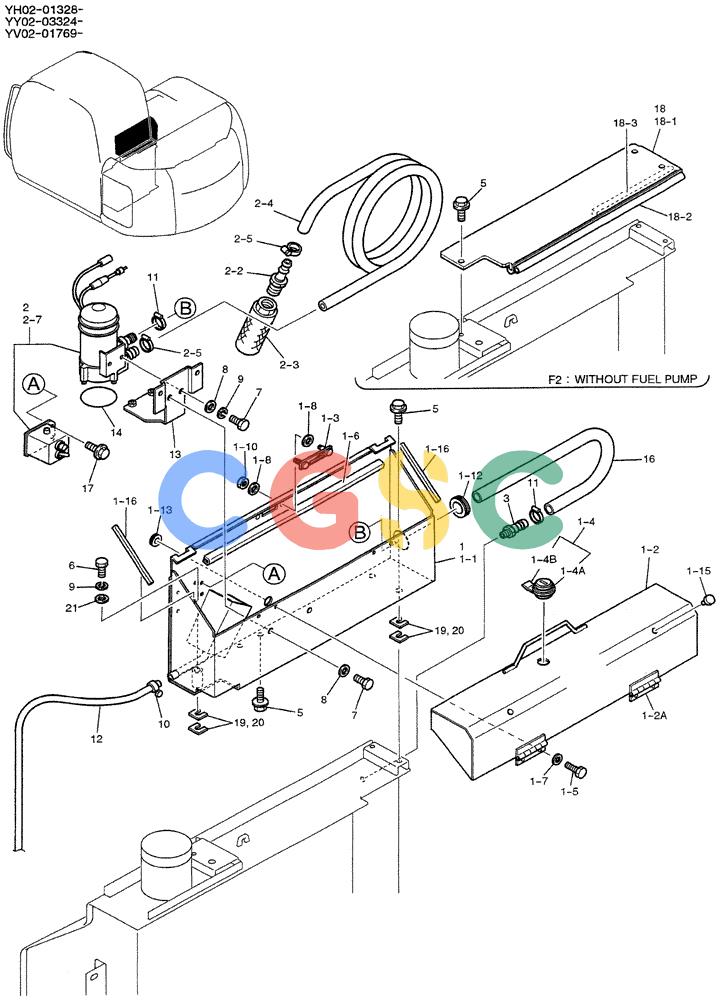 神钢零件查询(ED150-1E) - BLADE RUNNER EXCAVATOR/DOZER ASN YL05-00555 (11/03-12/04) (01-010) - PUMP ASSY, FUEL, P/N YY22P00005F1 Kobelco