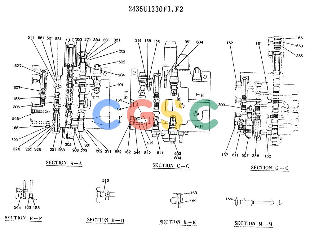 神钢零件查询(K905LC) - MARK II EXCAVATOR BTW YP1001 - YP1281. (4/89-12/03) (11-017[02]) - VALVE ASSY, CONTROL Kobelco