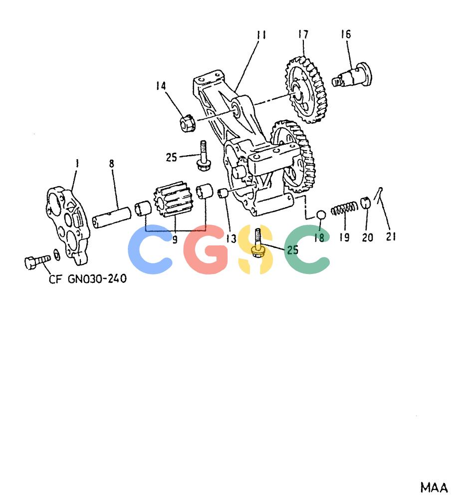 神钢零件查询(6D22-TC) - MITSUBISHI DIESEL ENGINE - K912, K912LC, & K916 (1/83-12/06) (02-010) - OIL PUMP & GEAR TRAIN Kobelco